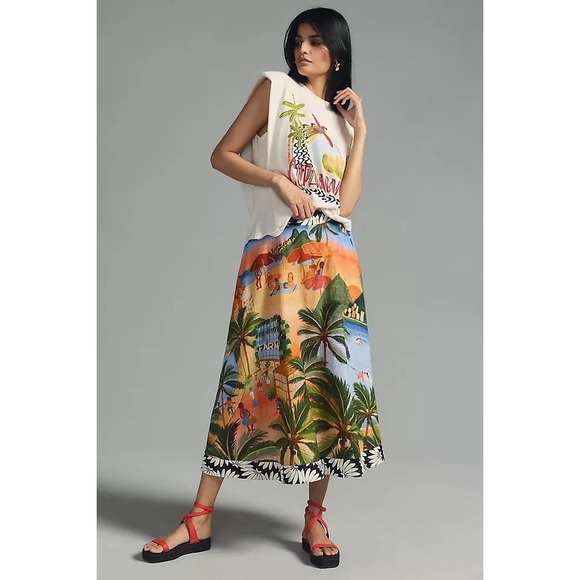 Farm Rio Carioca Midi Skirt Sz M - Picture 6 of 14